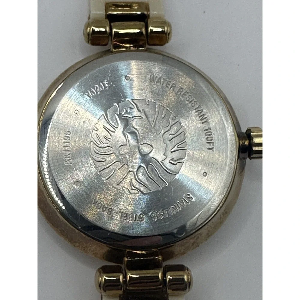 Anne Klein Women's Gold Tone White Acrylic Bracelet Watch AK1196 New Battery‎ Y